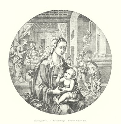 Fra Filippo Lippi, Het Leven van de Maagd, Collectie van het Pitti-paleis (gravure) door Italian School