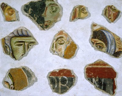 Fragmenten van een middeleeuwse muurschildering uit de Abdij van Monte Cassino door Italian School