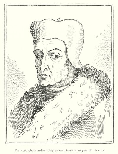 Francesco Guicciardini naar een anonieme tekening uit die tijd (gravure) door Italian School