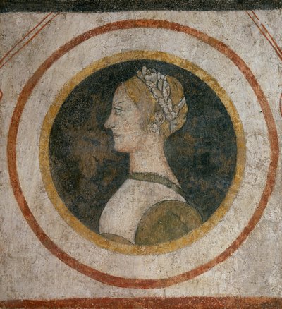 Fresco van een vrouw van de Vismara-familie, voorheen in de Casa Vismara in Legnano door Italian School