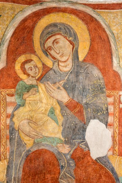 Fresco van de Heilige Maagd Maria door Italian School
