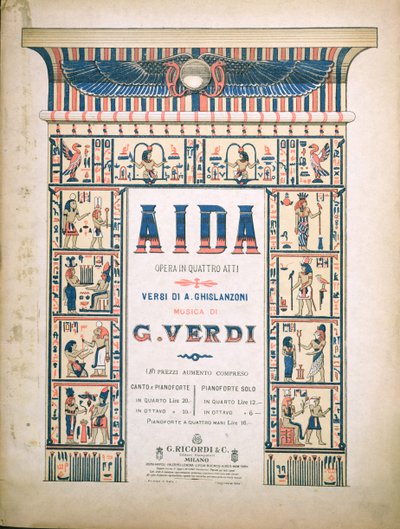 Omslag voor de partituur van Aida, door Giuseppe Verdi (1813-1901) door Italian School
