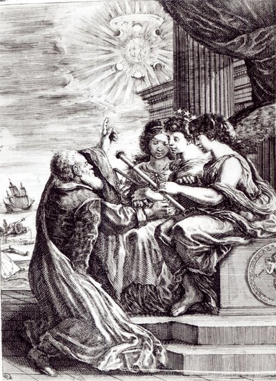 Frontispice van Opere di Galileo Galilei, gepubliceerd in Bologna in 1656 door Italian School