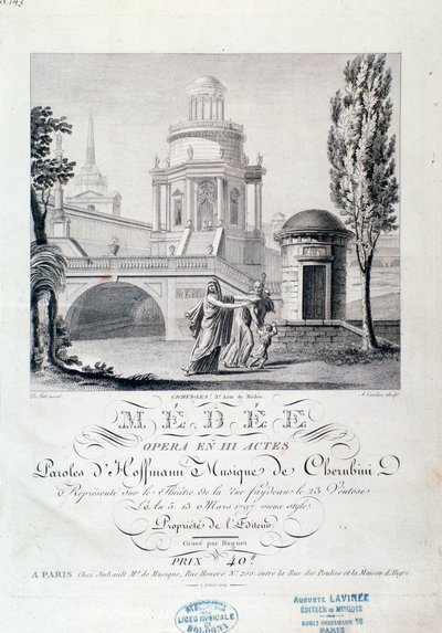 Frontispice van de partituur van Medea (scène 3), opera door Luigi Cherubini door Italian School
