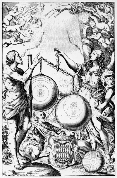 Frontispice van Almagestum Novum door Giovanni Battista Riccioli, gepubliceerd in 1651 door Italian School
