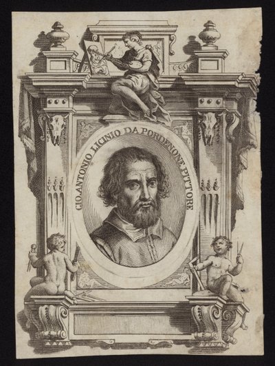 Giovanni Antonio de Sacchis, ook bekend als Il Pordenone en Giovanni Antonio Licinio. Gravure door Giorgio Vasari door Italian School