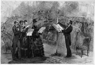 Giuseppe Verdi dirigeert de Messa da Requiem in de Opéra-Comique van Parijs in 1874 door Italian School