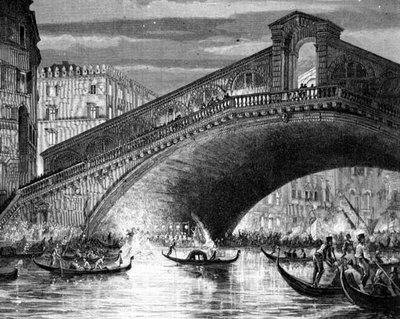 Grote Kanaal en de Rialtobrug tijdens het Carnaval door Italian School