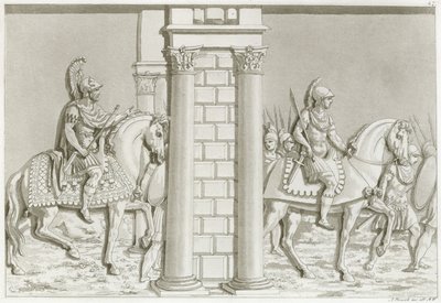 Griekse soldaten te paard door Italian School