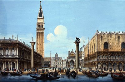 Il Molo, uit een set van vier Venetiaanse scènes, ca. 1850 door Italian School