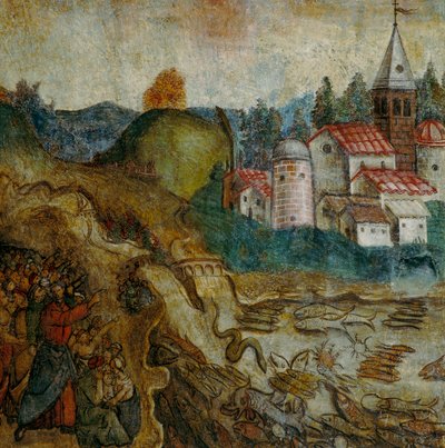 Il mare si essiccherà (detail van de Openbaring van Johannes) door Italian School