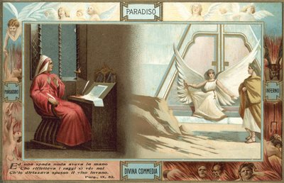 Illustratie voor De goddelijke komedie van Dante (kleurenlitho) door Italian School
