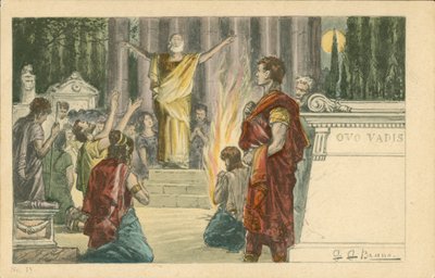 Illustratie voor de roman Quo Vadis van Henryk Sienkiewicz (kleurenlitho) door Italian School