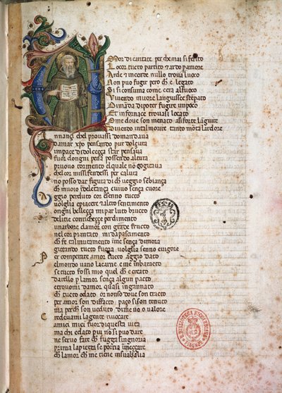 Incipit uit Laudae. 15e eeuw (verlicht handschrift) door Italian School