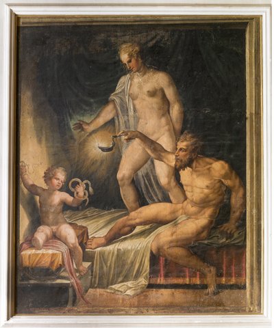Hercules als baby die de slangen wurgt, uit de Gele Kamer, Rocca Meli Lupi, Soragna, Parma door Italian School