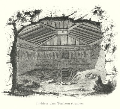 Interieur van een Etruskisch graf (gravure) door Italian School
