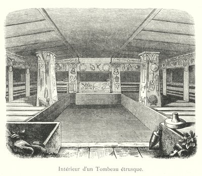 Interieur van een Etruskisch graf (gravure) door Italian School