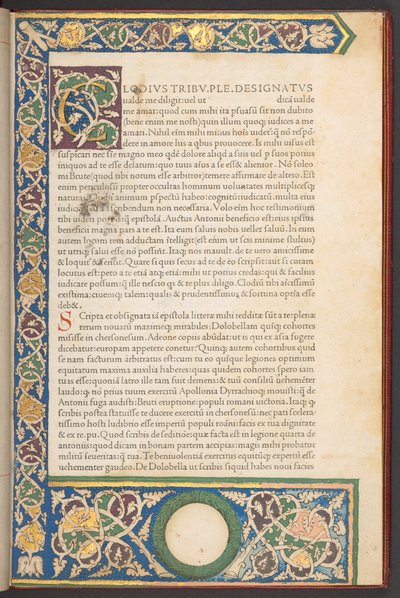 Italiaanse Renaissance romeinse lettertype, uit Epistolae ad Brutum, door Marcus Tullius Cicero door Italian School