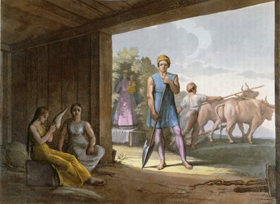 Jezuïtische Indianen (waarschijnlijk Zuid-Amerikaanse Indianen bekeerd door de Jezuïeten), ca. 1820 door Italian School