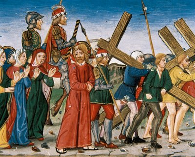 Jezus leidt naar Calvarie en de Heilige Vrouwen op weg door Italian School