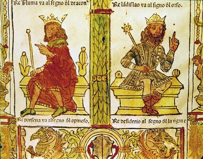 Koning Porsenna en Koning Desiderius, uit Het Boek van het Lot door Lorenzo Spirito Gualtieri door Italian School