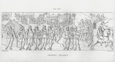 De Zuil van Trajanus (gravure) door Italian School