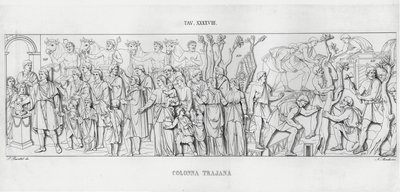 De Zuil van Trajanus (gravure) door Italian School