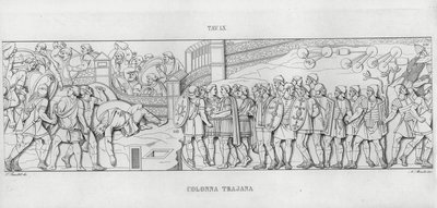 De Zuil van Trajanus (gravure) door Italian School