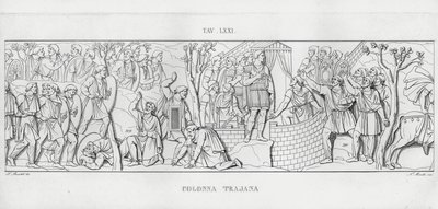 De Zuil van Trajanus (gravure) door Italian School