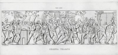 De Zuil van Trajanus (gravure) door Italian School