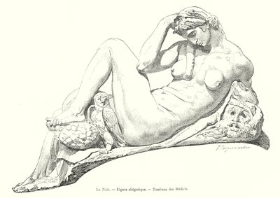 De Nacht, allegorische figuur, graf van de Medici door Italian School