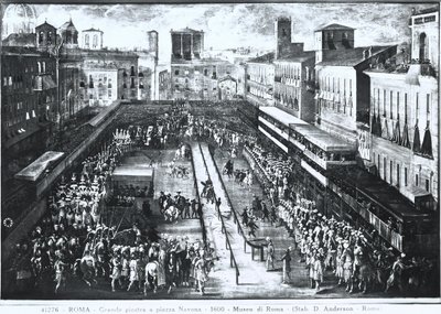 Groot toernooi op Piazza Navona, c.1610 door Italian School