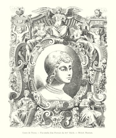 Laure de Noves, Fac-simile van een portret uit de 16e eeuw, British Museum (gravure) door Italian School