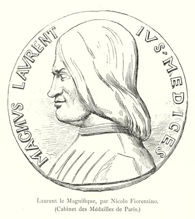 Laurent de Magnifieke, door Nicolo Fiorentino, Kabinet van Medailles van Parijs (gravure) door Italian School