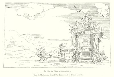 De wagen van Venus en de liefdes, feesten van het huwelijk van Groothertog Frans en Bianca Capello (gravure) door Italian School