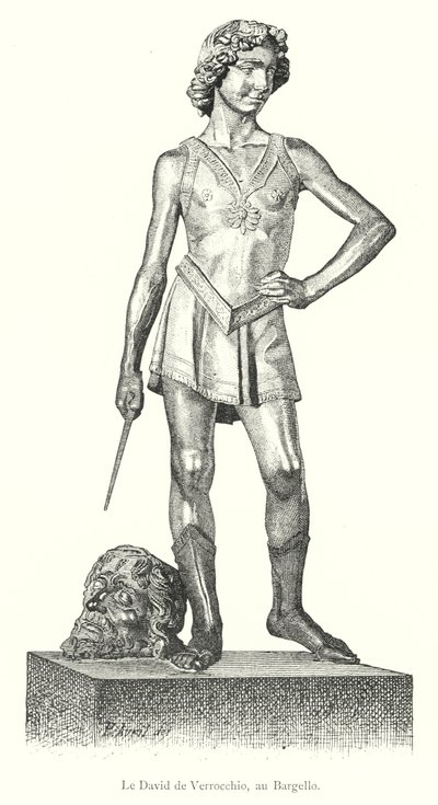 David van Verrocchio, in het Bargello (gravure) door Italian School