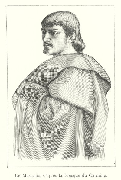 Masaccio, naar de fresco in de Carmine (gravure) door Italian School