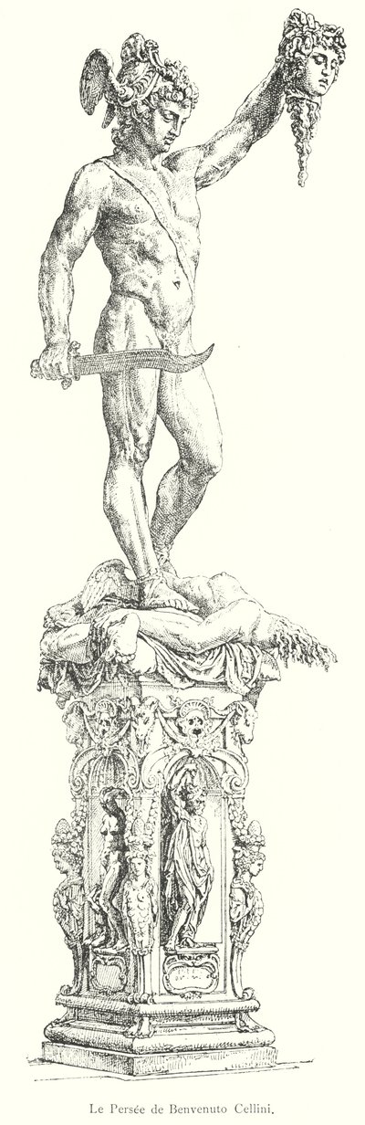 De Perseus van Benvenuto Cellini (gravure) door Italian School