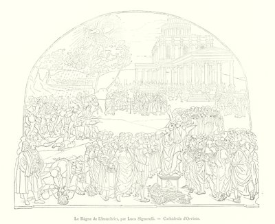 Het Rijk van de Antichrist, door Luca Signorelli, Kathedraal van Orvieto (gravure) door Italian School