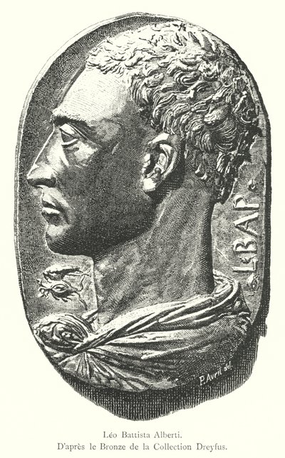 Leo Battista Alberti, naar het brons van de Dreyfus-collectie (gravure) door Italian School