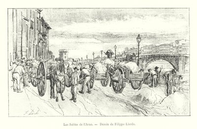 De Zanden van de Arno, Tekening van Filippo Liardo (gravure) door Italian School