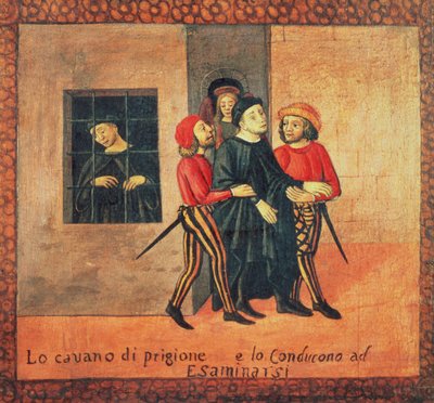Leven van Antonio di Guiseppe Rinaldeschi - Gevangen genomen om berecht te worden, Florentijnse School (detail) door Italian School