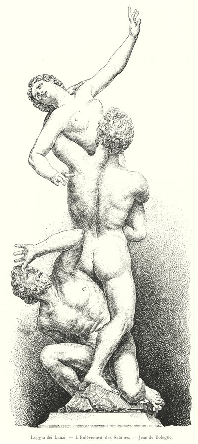 Loggia dei Lanzi, De Ontvoering van de Sabijnse Vrouwen, Jean de Bologne (gravure) door Italian School