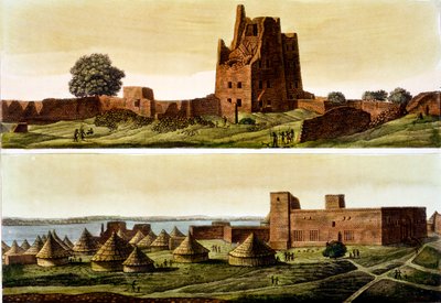 Beneden-Egypte of Soedan, de rivier de Nijl: Beneden, dorp El-Querebyn, 1820s-30s door Italian School