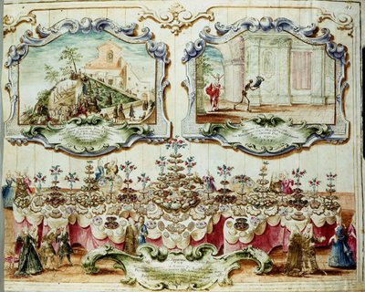 Lunch ter ere van de adel van Bologna voor het feest van Sint Bartholomeus. 1723. Archivio di Stato di Bologna door Italian School