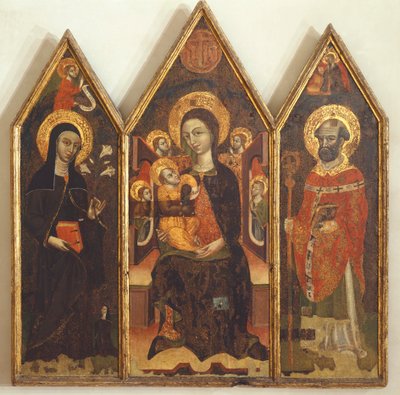 Madonna met Kind tussen St. Clara en St. Basil door Italian School
