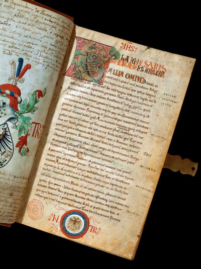Manuscript "De Bello Gallico, Commentaren op de Oorlog van de Galliërs" door Julius Caesar (100-44 v.Chr.) door Italian School