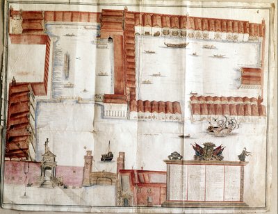 Kaart van het Arsenal van Venetië in 1580. door Italian School
