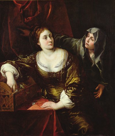 Martha en Maria of, Vrouw met haar dienstmeid door Italian School