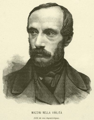 Mazzini Nella Virilita (gravure) door Italian School